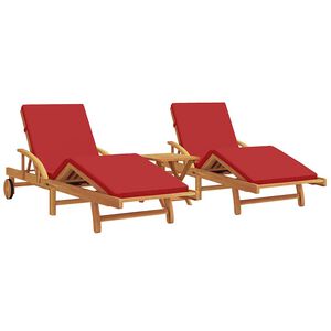 vidaXL Sonnenliege 3 stk. Massivholz Akazie Rot