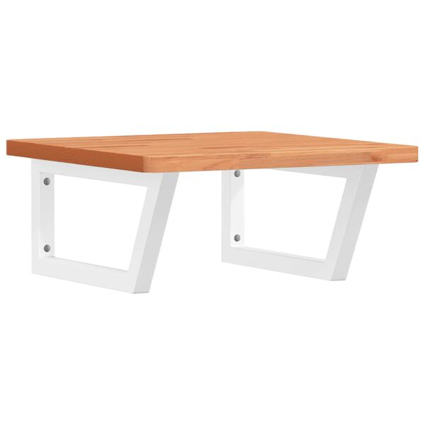 vidaXL Waschbeckenregal Wandmontage Stahl und Massivholz Buche