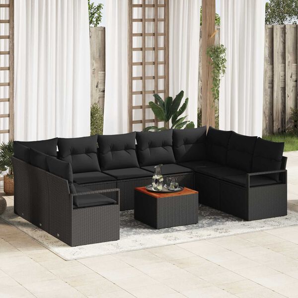 vidaXL Garten-Sofa-Set 10 pcs Schwarz