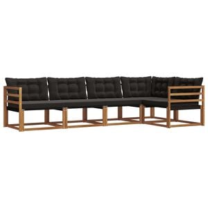 vidaXL Outdoor-Sofagarnitur mit Kissen 5 pcs Nat&uuml;rlich und Schwarz