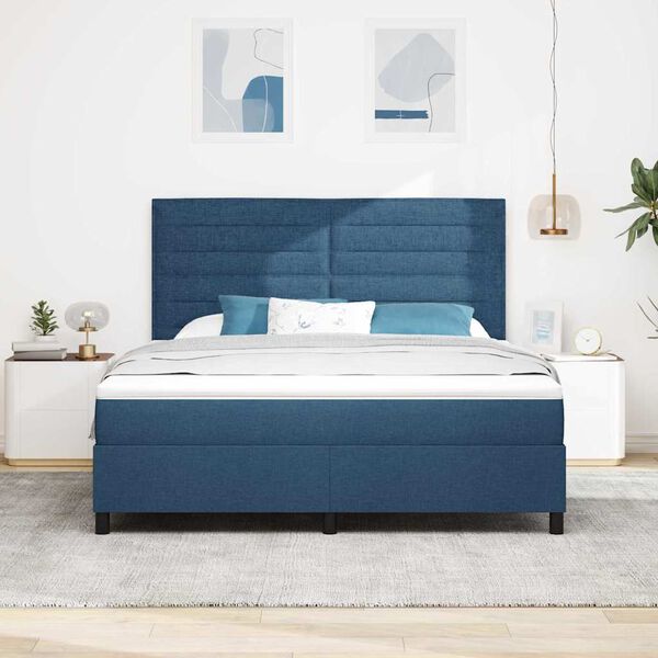 vidaXL Boxspringbett mit Matratze mit Kopfteil Blau 180 x 200 cm Stoff