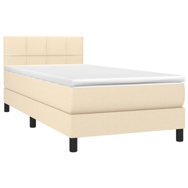 vidaXL Boxspringbett mit Matratze & LED Creme 90x200 cm Stoff