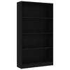 vidaXL Bücherregal 4 Fächer Schwarz 80x24x142 cm Holzwerkstoff