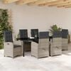 vidaXL Garten Essgruppe mit Kissen 7 pcs Hellgrau Poly-Rattan