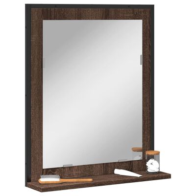 vidaXL Badspiegel mit Ablage Braun Eichen-Optik 50x12x60 cm