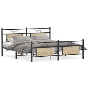 vidaXL Metallbett ohne Matratze Sonoma-Eiche 160x200 cm