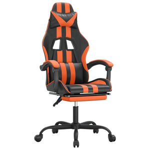 vidaXL Gaming-Stuhl mit Fu&szlig;st&uuml;tze Drehbar Schwarz & Orange Kunstleder