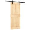 vidaXL Schiebet&uuml;r Nat&uuml;rlich und Schwarz 85 x 210 cm Massivkiefer