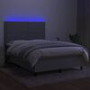 vidaXL Boxspringbett mit Matratze & LED Hellgrau 140x190 cm Stoff
