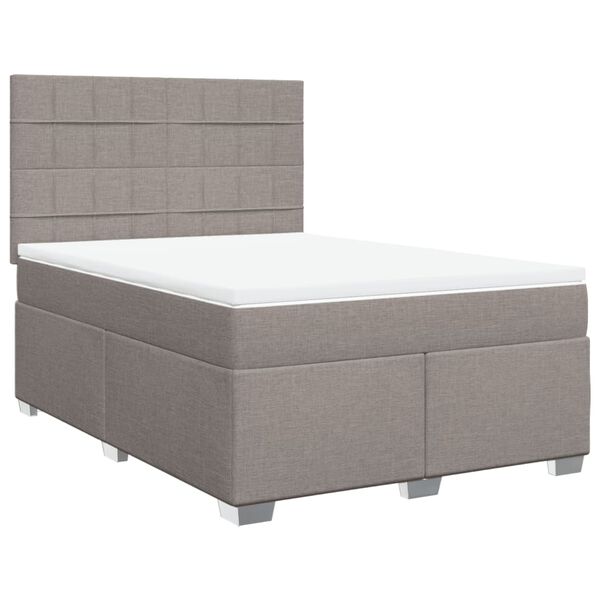 vidaXL Boxspringbett mit Matratze Taupe 140x190 cm Stoff