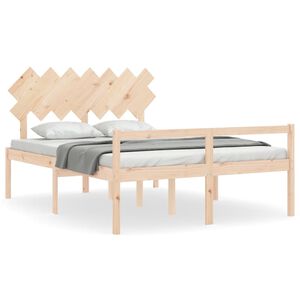 vidaXL Seniorenbett mit Kopfteil 140x190 cm Massivholz