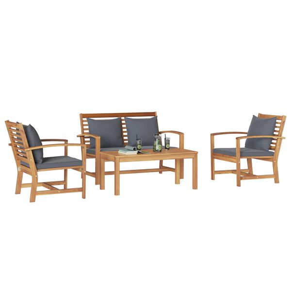 vidaXL Gartensofa-set 4 pcs Natur Massivholz Teak