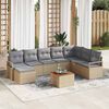 vidaXL Garten-Sofa-Set mit Kissen 9 pcs Beige Poly Rattan