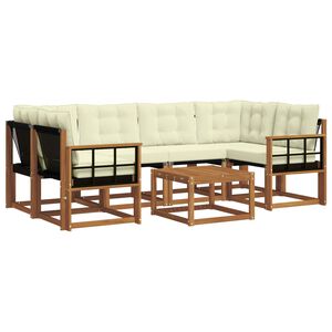 vidaXL Outdoor-Sofagarnitur mit Kissen 7 pcs Natur und Creme