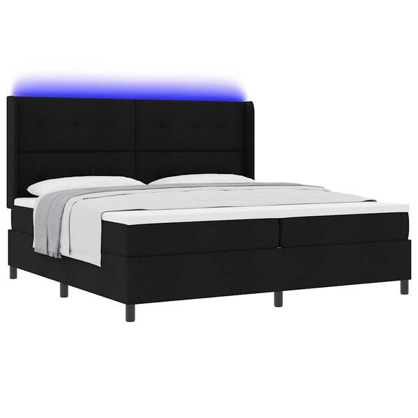 vidaXL LED Boxspringbett mit Matratze Schwarz 200 x 200 cm Stoff