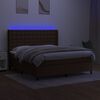 vidaXL Boxspringbett mit Matratze & LED Dunkelbraun 160x200 cm Stoff