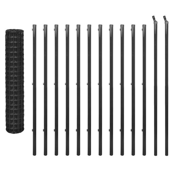vidaXL Eurozaun Stahl 25 x 1,5 m Grau