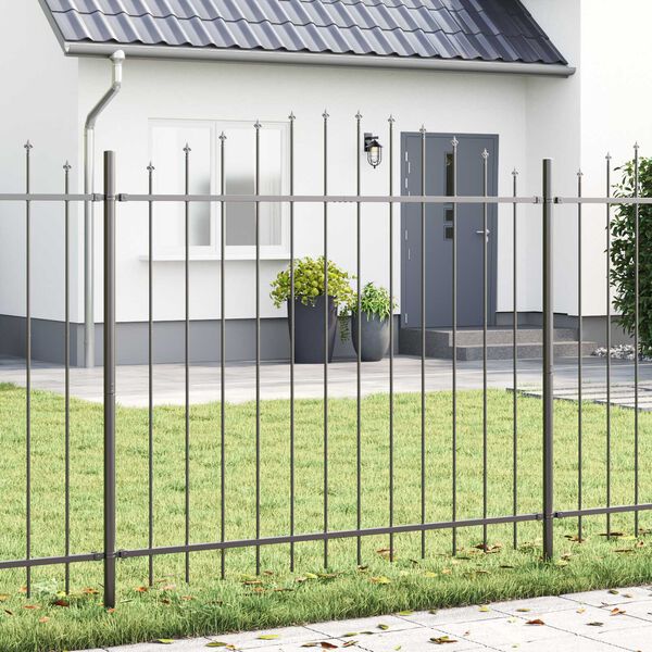 vidaXL Gartenzaun 3 pcs Grau 170 x 165 cm Pulverbeschichteter Stahl