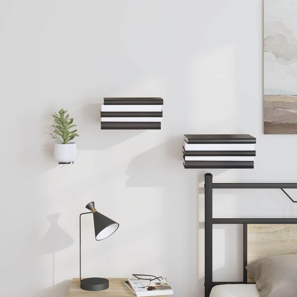 vidaXL Unsichtbares Schwimmendes Regal 4 pcs Schwarz 6 x 11 x 6,5 cm