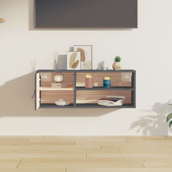 vidaXL Wandschrank Grau 80x30x30 cm Massivholz Kiefer