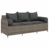 vidaXL Gartensofa mit Kissen 3-Sitzer Grau Poly Rattan