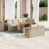 vidaXL 11-tlg. Garten-Sofagarnitur mit Kissen Beige Poly Rattan