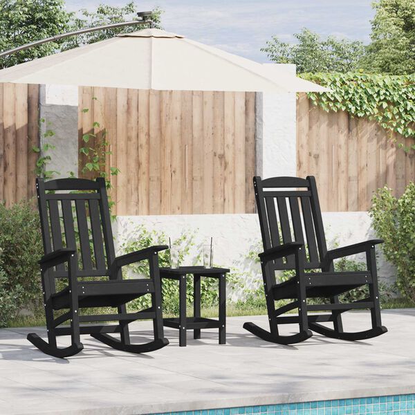 vidaXL Schaukelstuhl für den Garten 2 pcs Schwarz 70 x 92 x 108cm