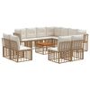 vidaXL Outdoor-Sofagarnitur 12 pcs Nat&uuml;rlich und Cremwei&szlig; Polyester