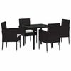 vidaXL Garten Essgruppe mit Kissen 5 pcs Schwarz Poly-Rattan