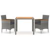 vidaXL 3-tlg. Garten-Essgruppe Poly Rattan & Massivholz Akazie Grau