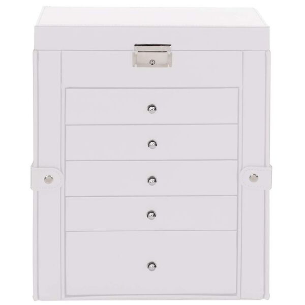 vidaXL Schmuckk&auml;stchen 6-Schichten mit Spiegel Abschlie&szlig;bar Wei&szlig;