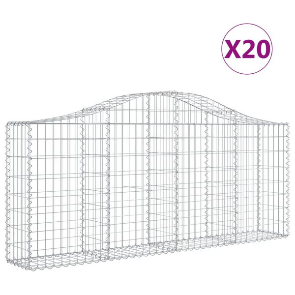 vidaXL Gabionen mit Hochbogen 20 Stk. 200x30x80/100cm Verzinktes Eisen
