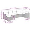 vidaXL 7-tlg. Garten-Sofagarnitur mit Kissen Grau Poly Rattan