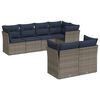 vidaXL 7-tlg. Garten-Sofagarnitur mit Kissen Grau Poly Rattan