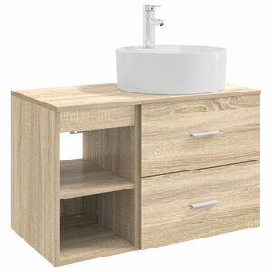 vidaXL Badezimmerm&ouml;bel-Set 2 pcs Sonoma-Eiche Holzwerkstoff