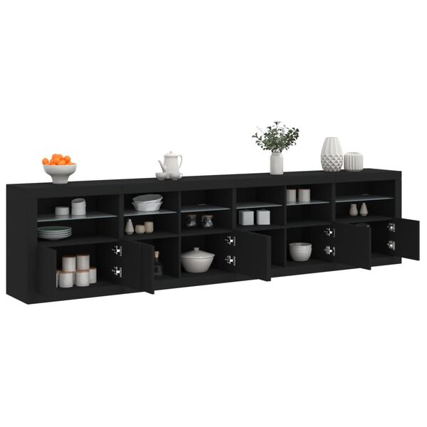 vidaXL Sideboard mit LED-Leuchten Schwarz 283x37x67 cm