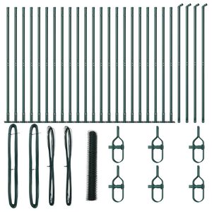 vidaXL Zaunpfosten Gr&uuml;n 50 x 1,2 m (50 mm Gitter) Stahl und PVC