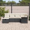 vidaXL Gartensofa-set mit Kissen 6 pcs Schwarz und Creme Poly-Rattan