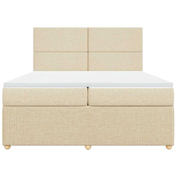 vidaXL Boxspringbett mit Matratze Creme 200x200 cm Stoff