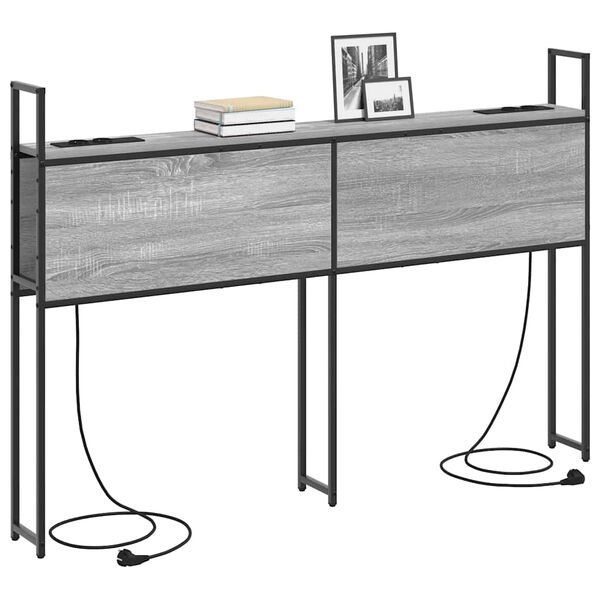vidaXL Kopfteil mit Stauraum mit Ladestation Grau Sonoma 160 cm