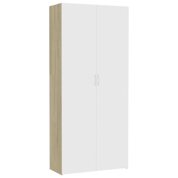 vidaXL Lagerschrank Wei&szlig; Sonoma-Eiche 80x35,5x180 cm Holzwerkstoff