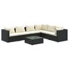 vidaXL 7-tlg. Garten-Lounge-Set mit Kissen Poly Rattan Schwarz