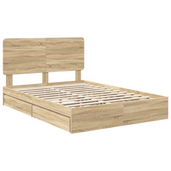 vidaXL Aufbewahrungsbett Sonoma-Eiche 140 x 190 cm Holzwerkstoff