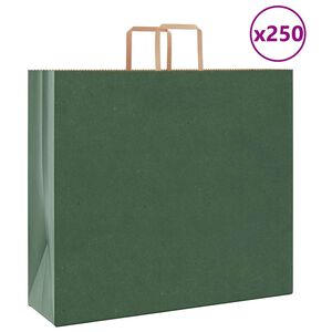 vidaXL Papiertragetaschen 250 Stk. mit Henkeln Gr&uuml;n 54x15x49 cm