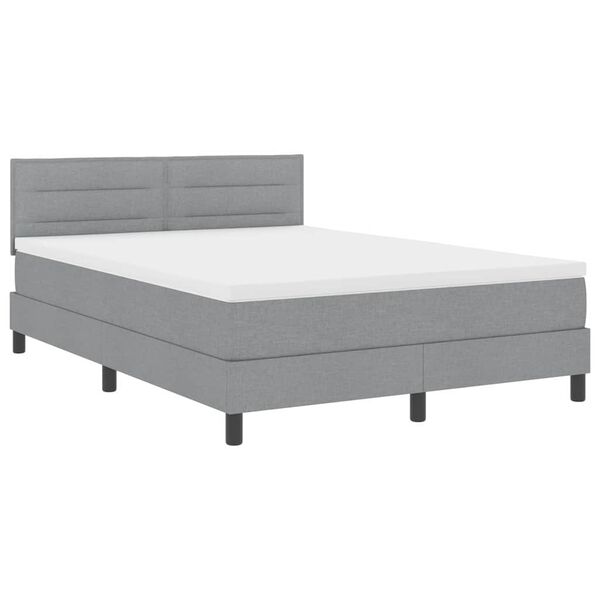 vidaXL Boxspringbett mit Matratze Hellgrau 140 x 200 cm Stoff