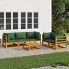 vidaXL 6-tlg. Garten-Lounge-Set mit Grünen Kissen Massivholz