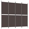 vidaXL 4-tlg. Paravent Braun 200x180 cm Stoff
