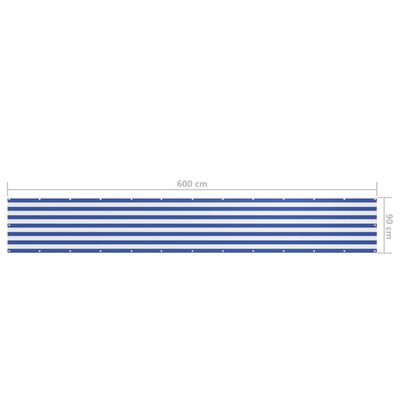 vidaXL Balkon-Sichtschutz Weiß und Blau 90x600 cm Oxford-Gewebe