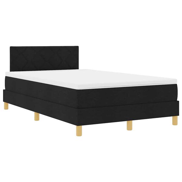 vidaXL LED Boxspringbett mit Matratze Schwarz 120 x 190 cm Stoff