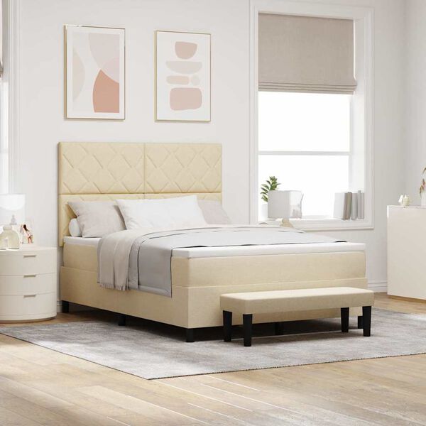 vidaXL Boxspringbett mit Matratze Creme 160 x 200 cm Stoff